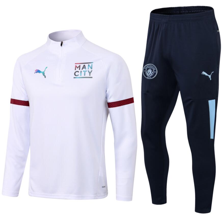 2021/22 Manchester City White Training Kits Sweatshirt with Pants